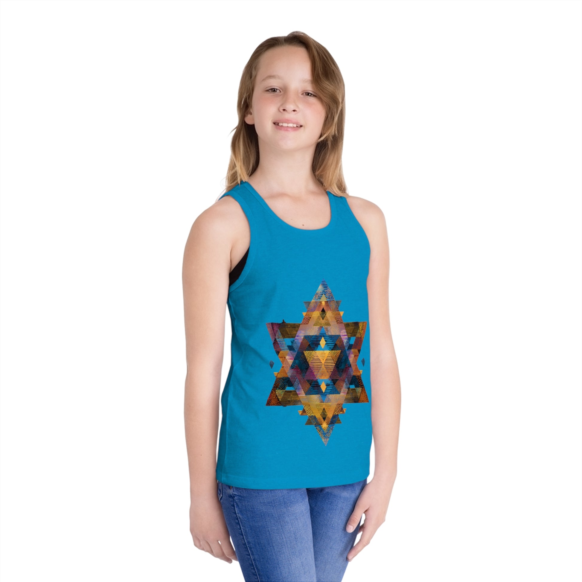 Star of David Geometric Kid's Jersey Tank Top - American Zionist