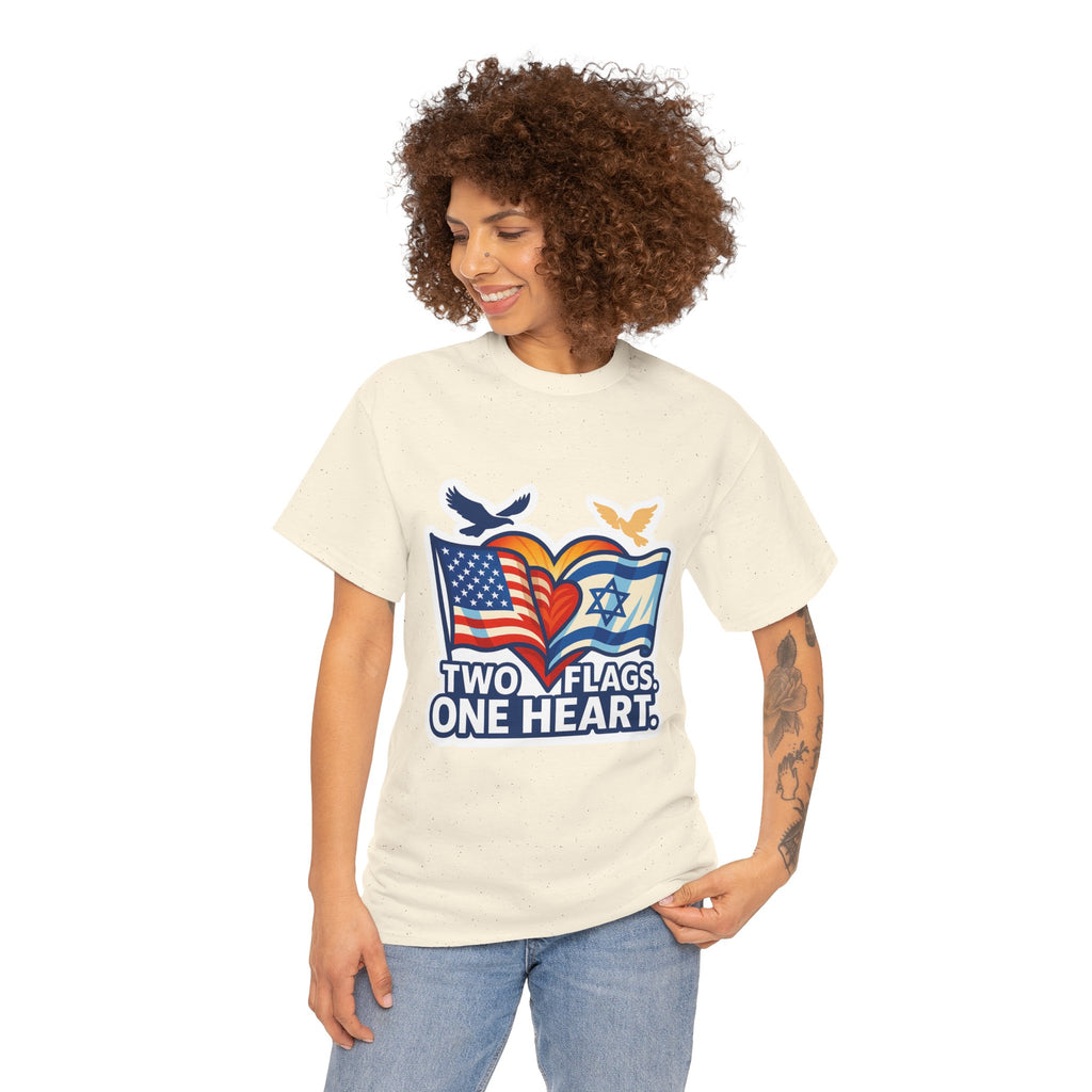 Two Flags One Heart Unisex Heavy Cotton Tee - American Zionist