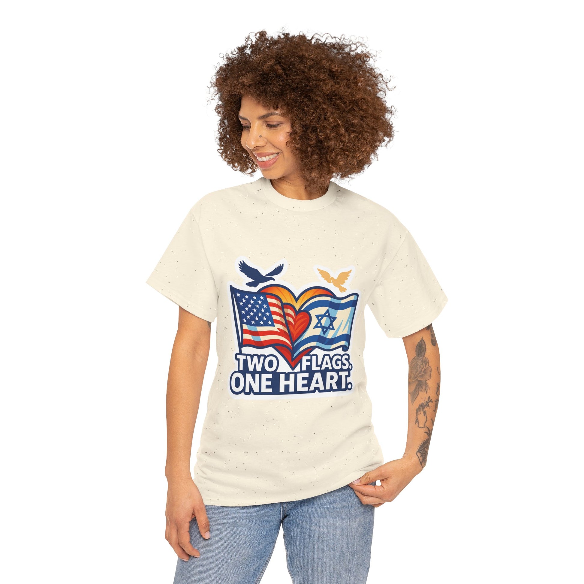 Two Flags One Heart Unisex Heavy Cotton Tee - American Zionist
