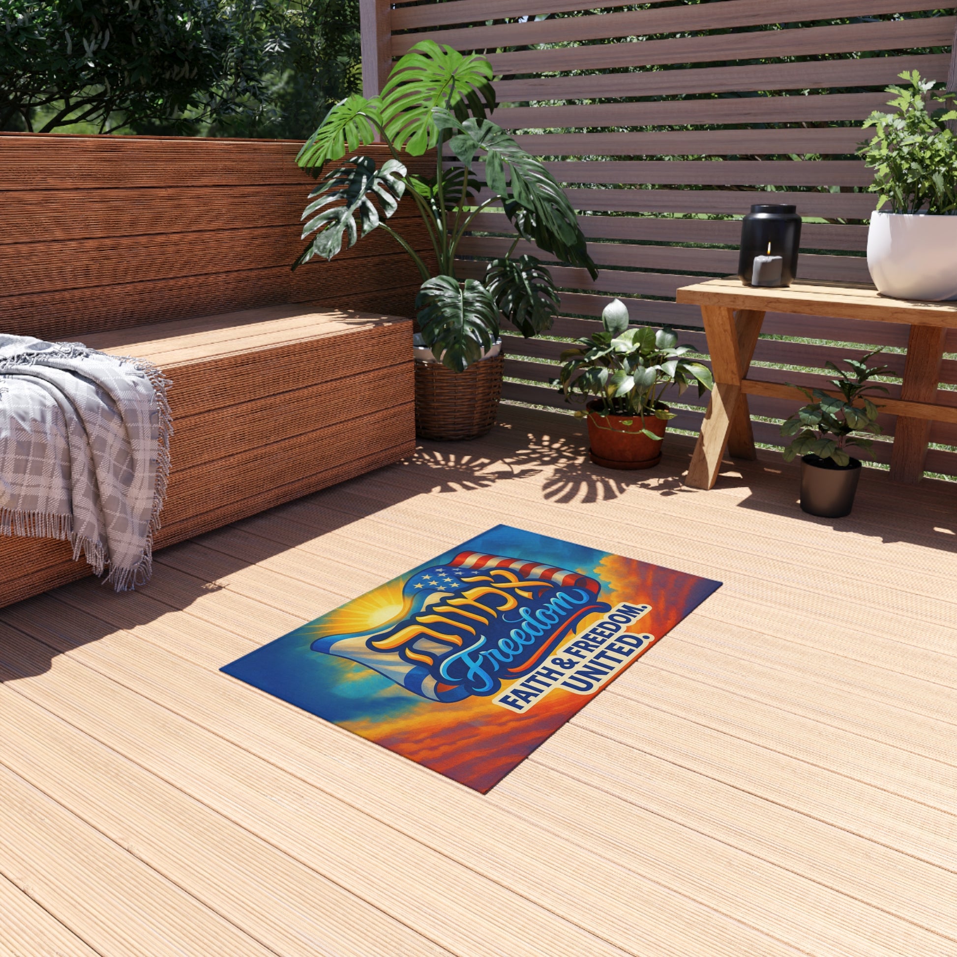 Faith Freedom United Outdoor Rug - American Zionist
