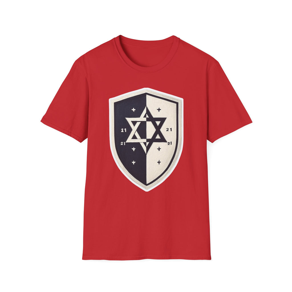 Black and White Shield Unisex Softstyle T-Shirt - American Zionist