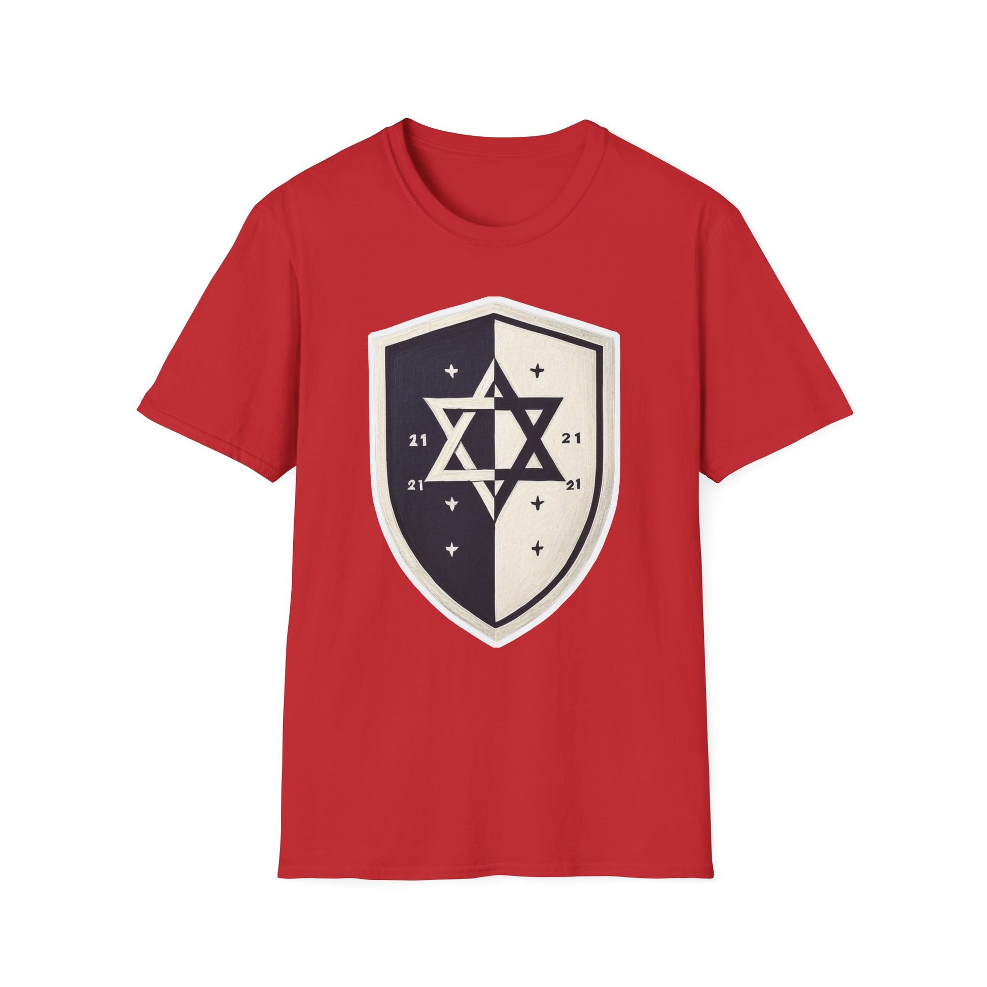 Black and White Shield Unisex Softstyle T-Shirt - American Zionist