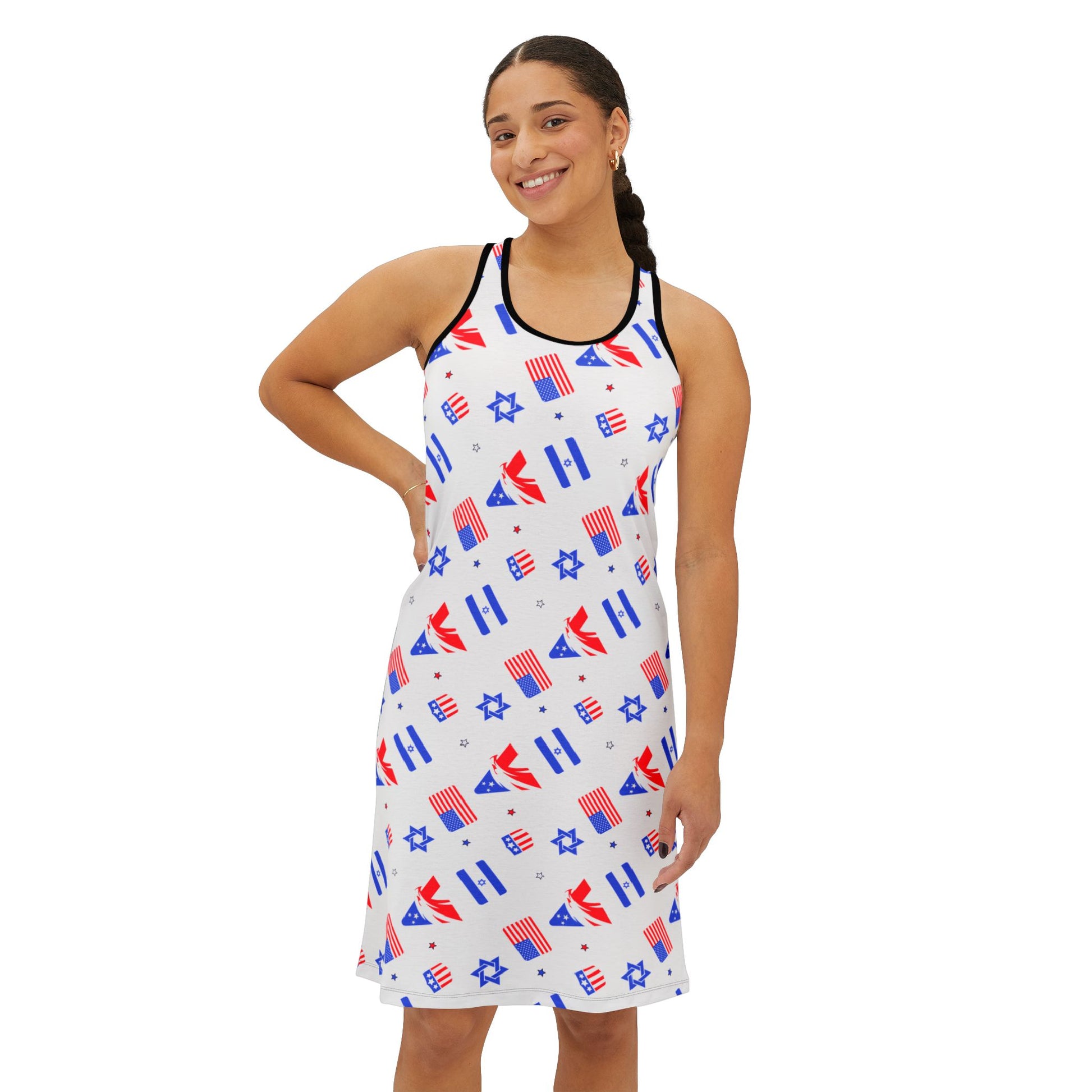 Zionist Eagle Pattern Women's Racerback Dress (AOP) - American Zionist