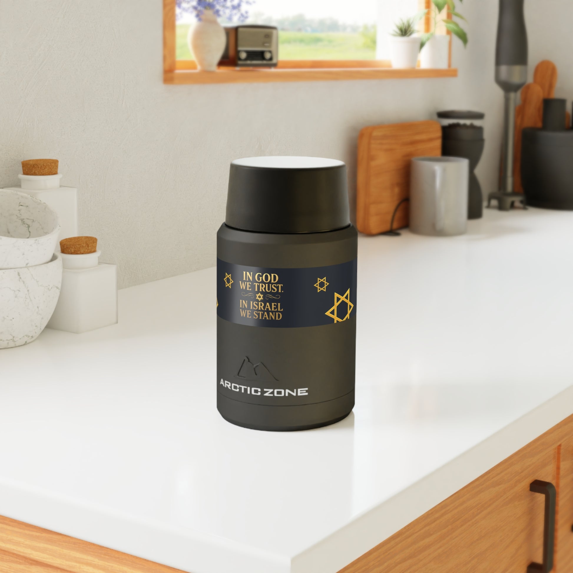 In God We Trust, In Israel We Stand with Stars Titan Copper Insulated Food Storage - American Zionist