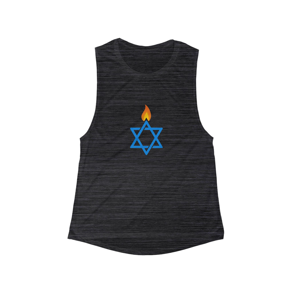 Fire Stars Of David Women's Flowy Scoop Muscle Tank - American Zionist