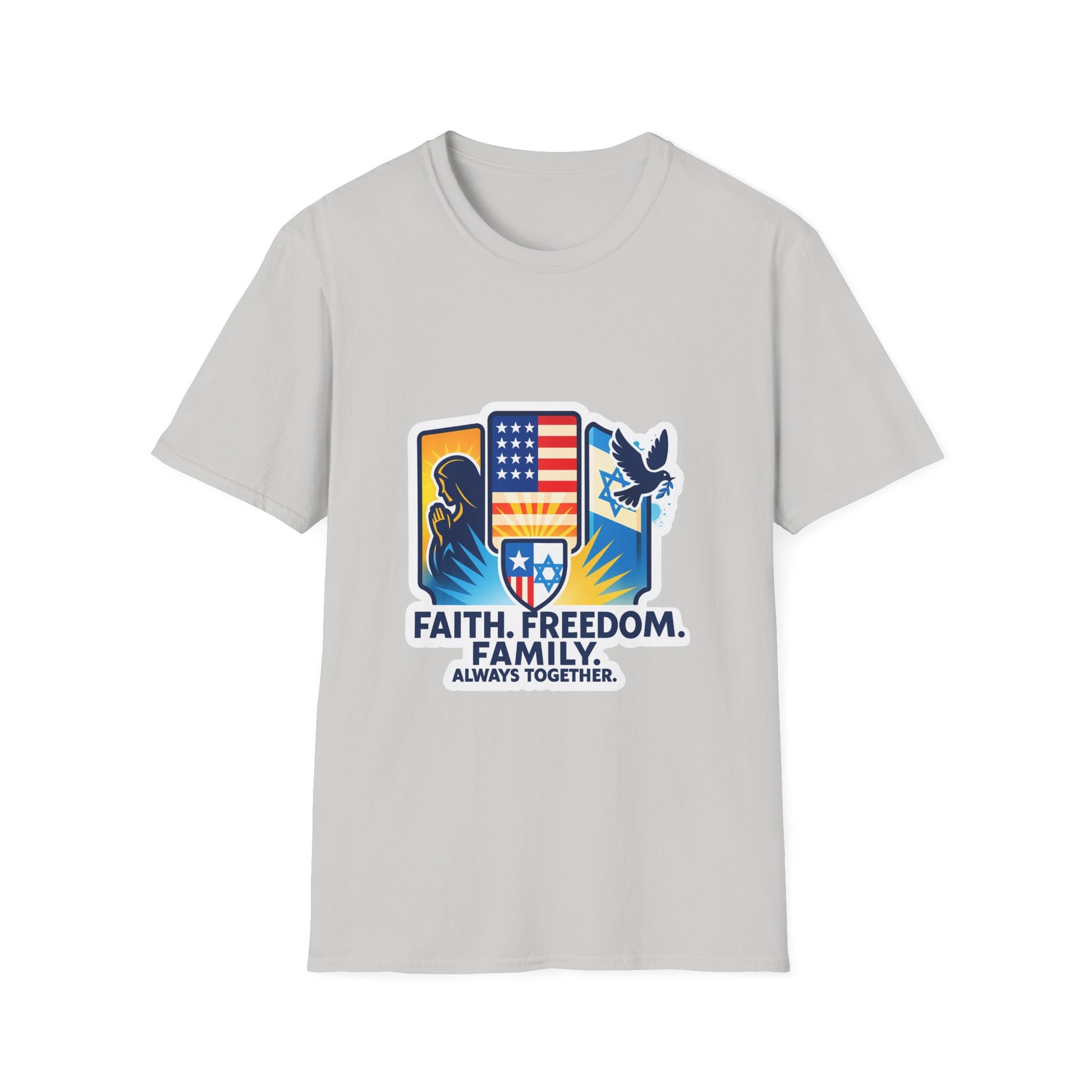 Faith Freedom Family Unisex Softstyle T-Shirt - American Zionist