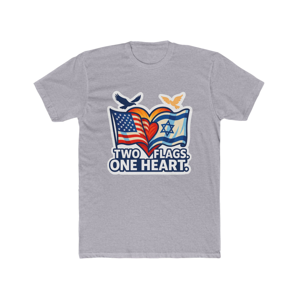 Two Flags. One Heart Unisex Cotton Crew Tee - American Zionist