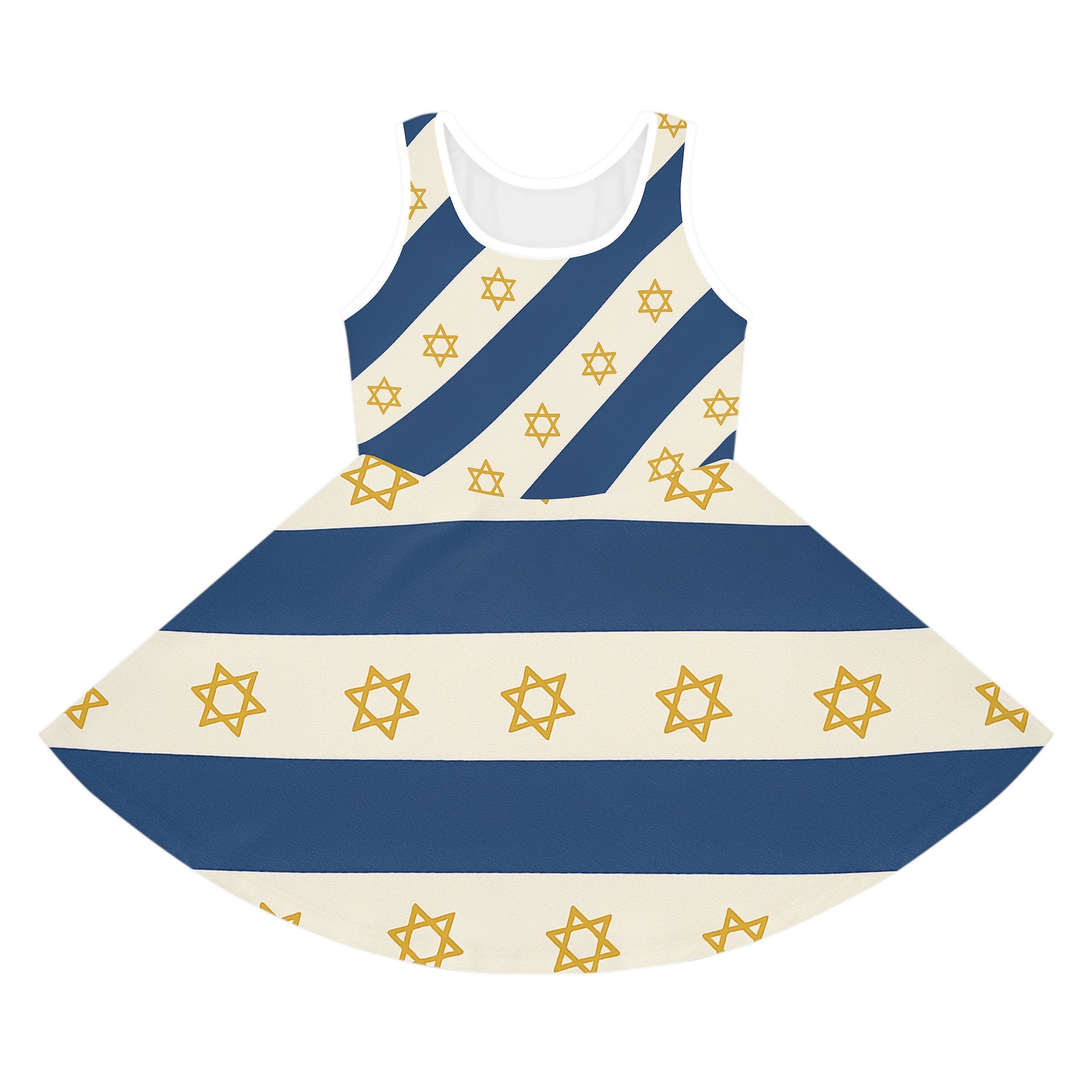 Israel Regalia Stripe Girls' Sleeveless Sundress (AOP) - American Zionist