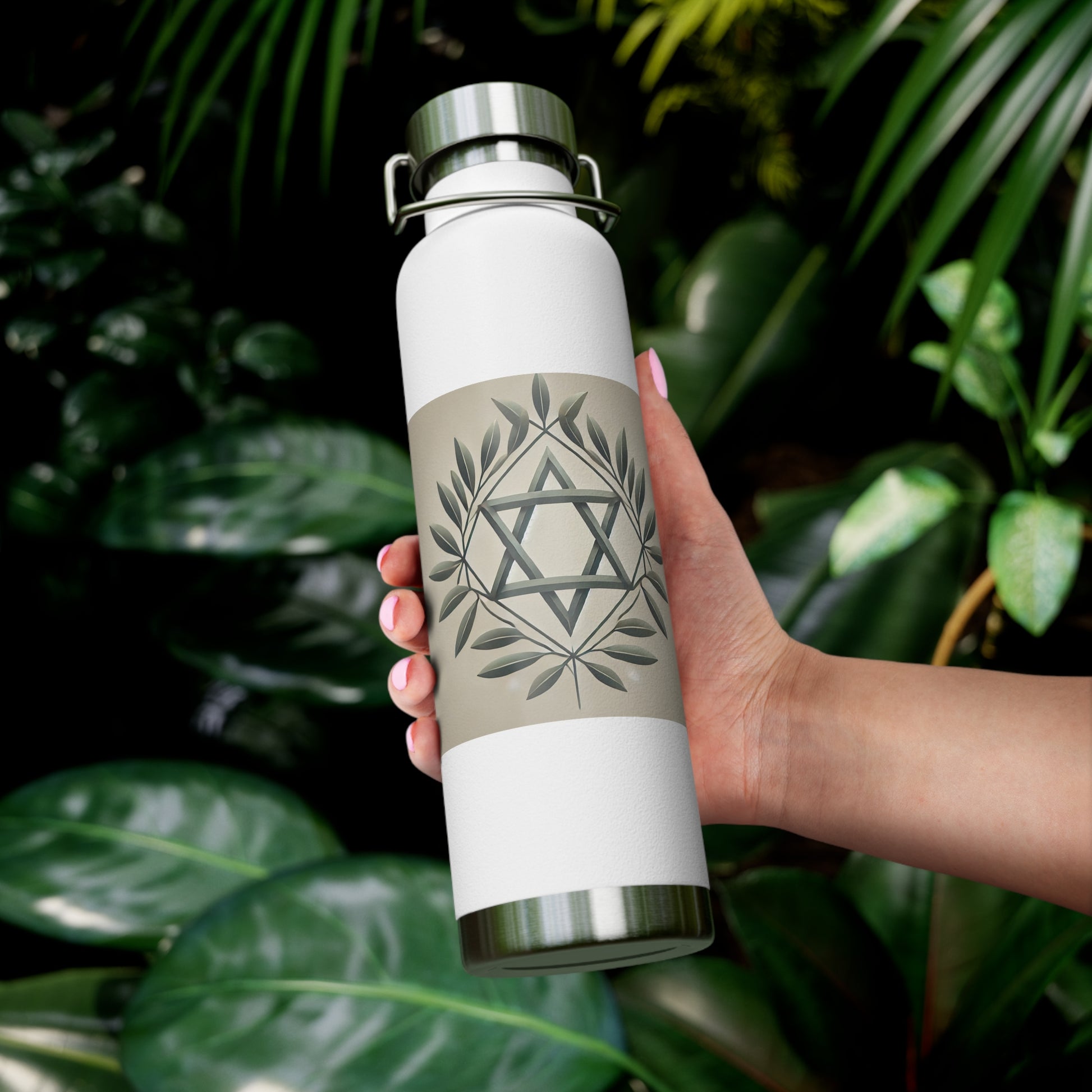 Olive and Star of David Copper Vacuum Insulated Bottle, 22oz - American Zionist