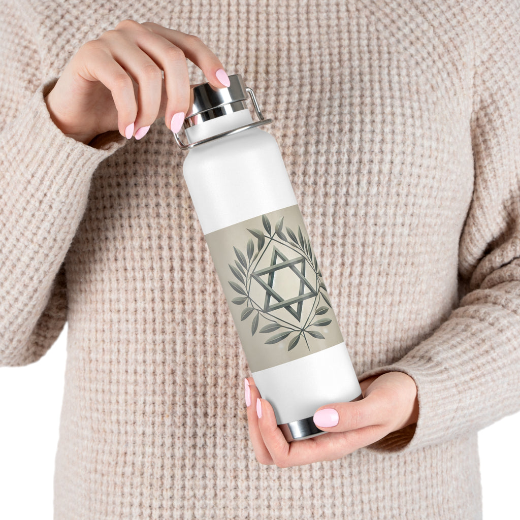 Olive and Star of David Copper Vacuum Insulated Bottle, 22oz - American Zionist