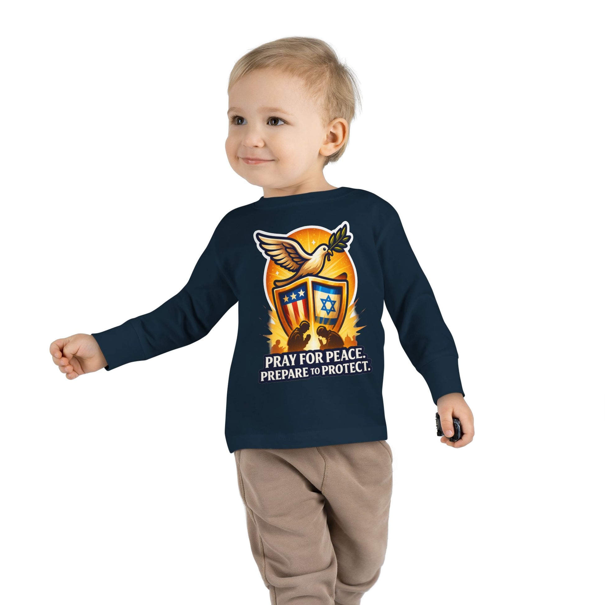 Pray For Peace Toddler Long Sleeve Tee - American Zionist