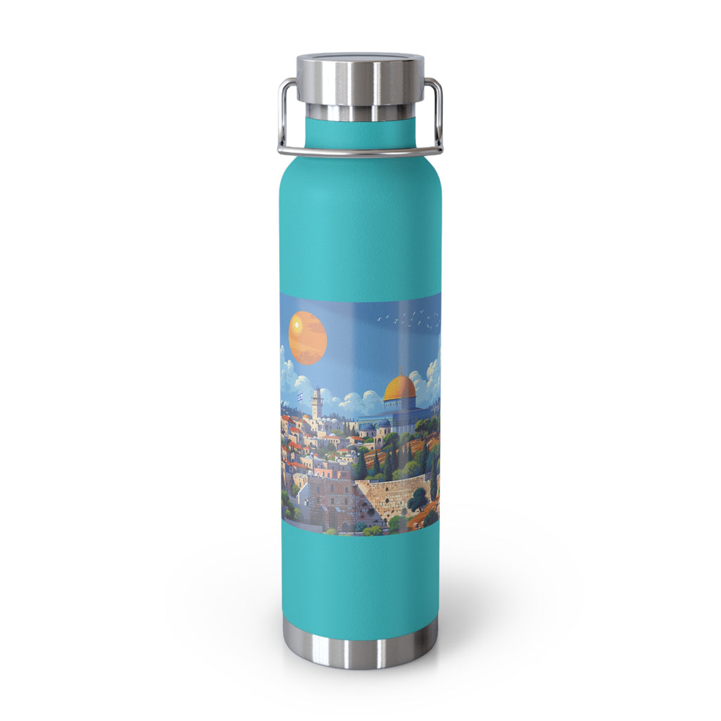 Jerusalem City Skyline Copper Vacuum Insulated Bottle, 22oz - American Zionist