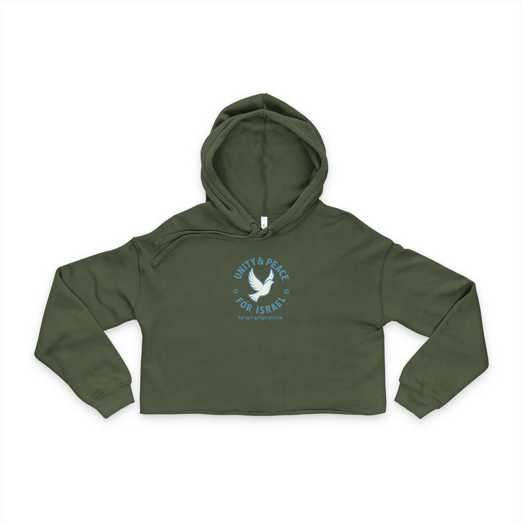Unity Peace For Israel Women's Cropped Hoodie - American Zionist