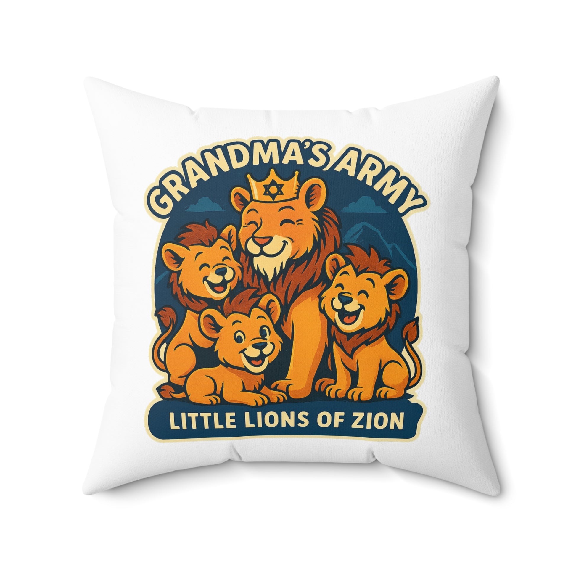 Grandma's Little Lions Spun Polyester Square Pillow - American Zionist
