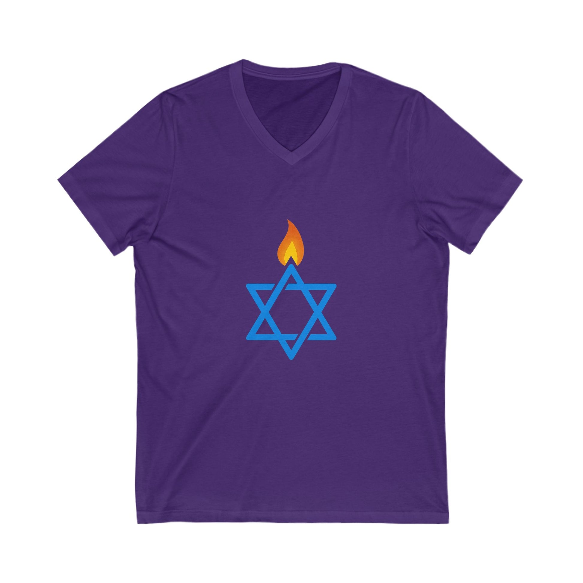 Fire Stars Of David Unisex Jersey Short Sleeve V - Neck Tee - American Zionist