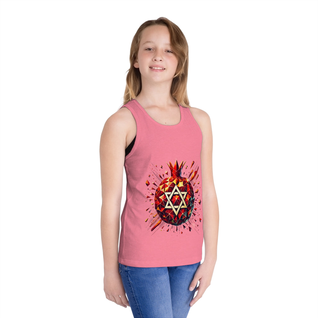 Pomegranate Star of David Kid's Jersey Tank Top - American Zionist