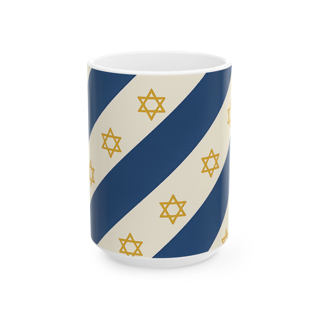 Israel Regalia Stripe Ceramic Mug, (11oz, 15oz) - American Zionist