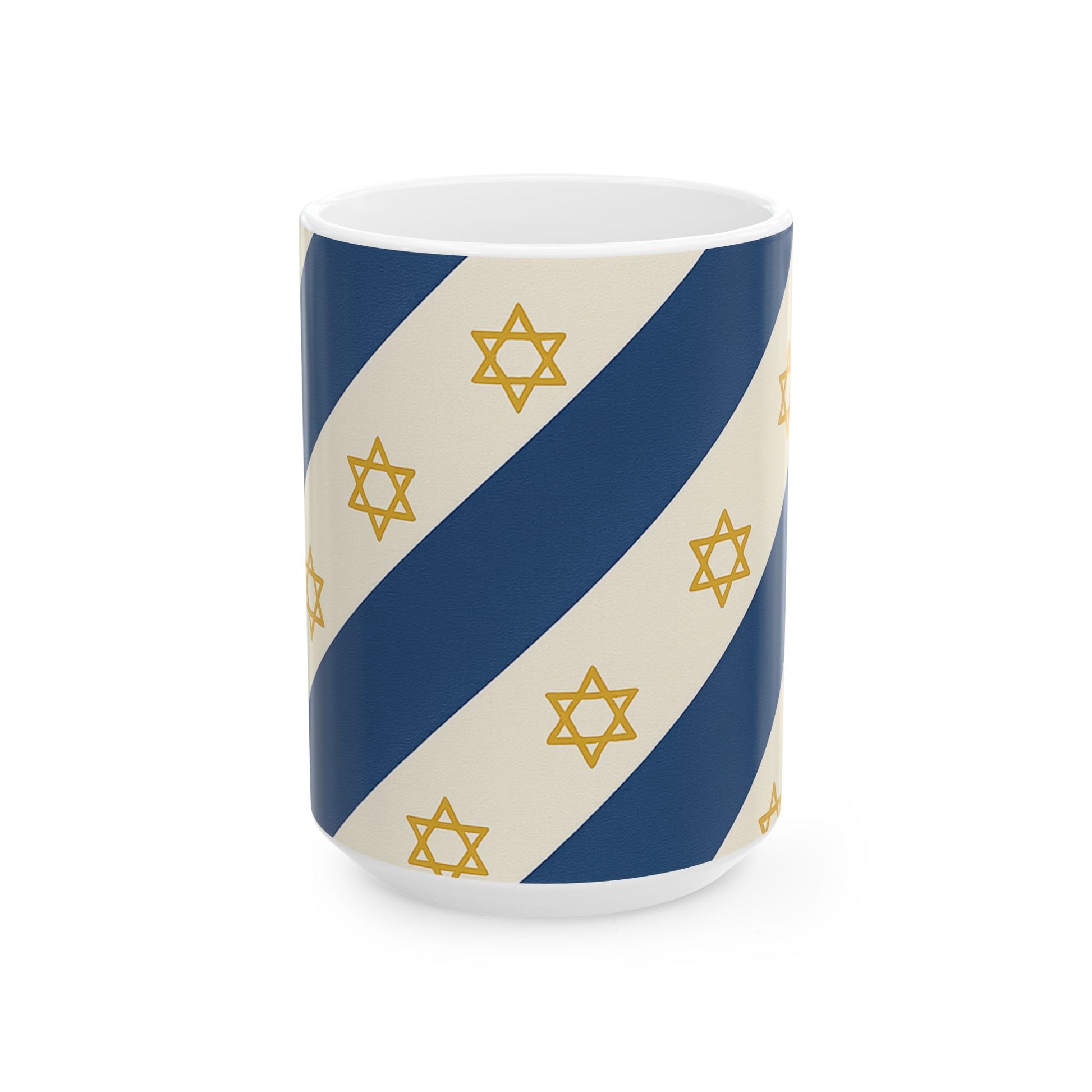 Israel Regalia Stripe Ceramic Mug, (11oz, 15oz) - American Zionist