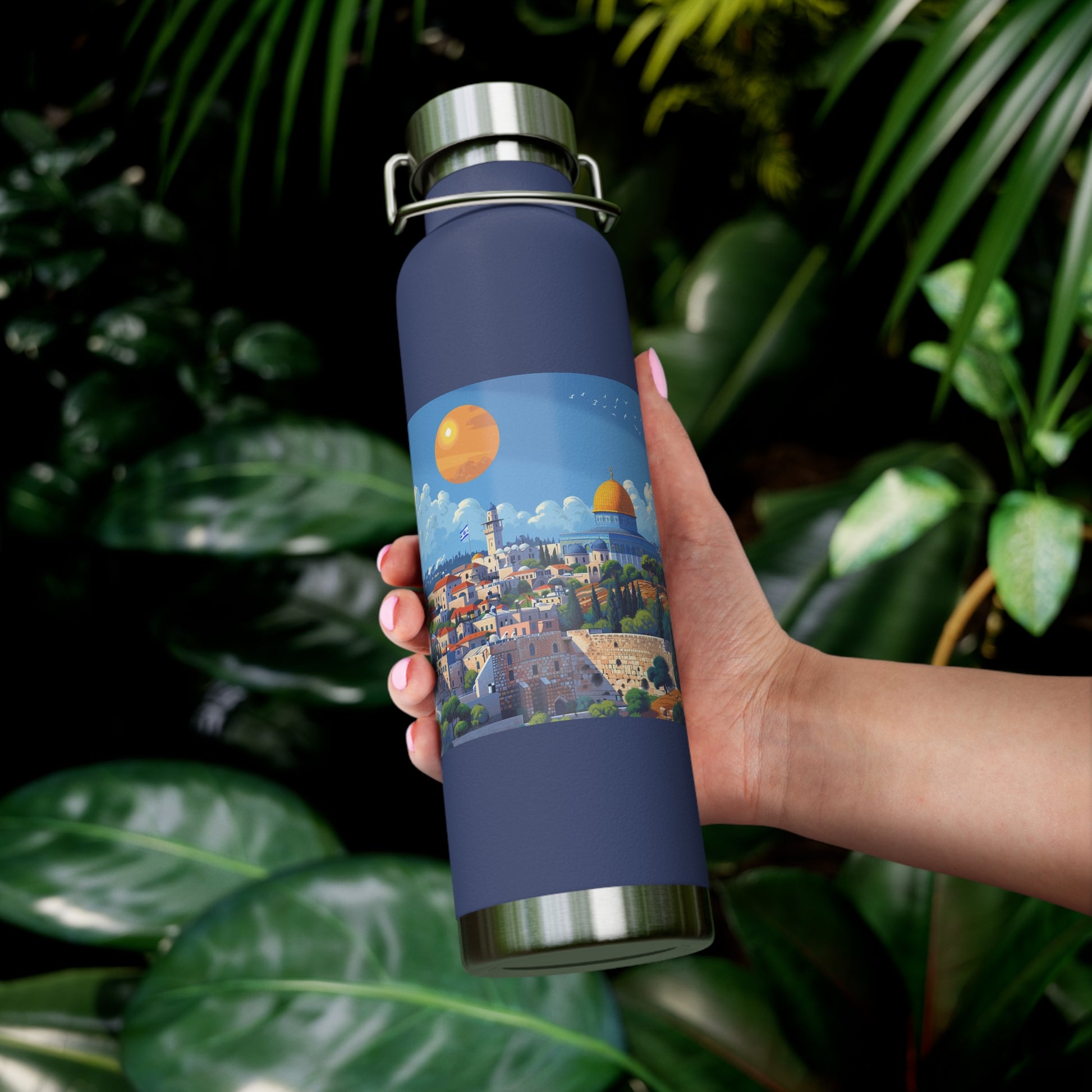 Jerusalem City Skyline Copper Vacuum Insulated Bottle, 22oz - American Zionist