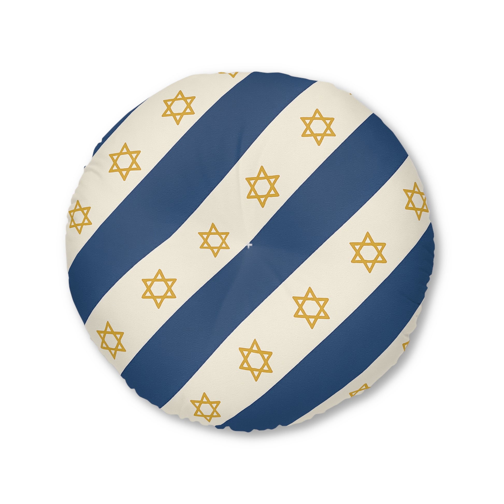 Israel Regalia Stripe Tufted Floor Pillow, Round - American Zionist