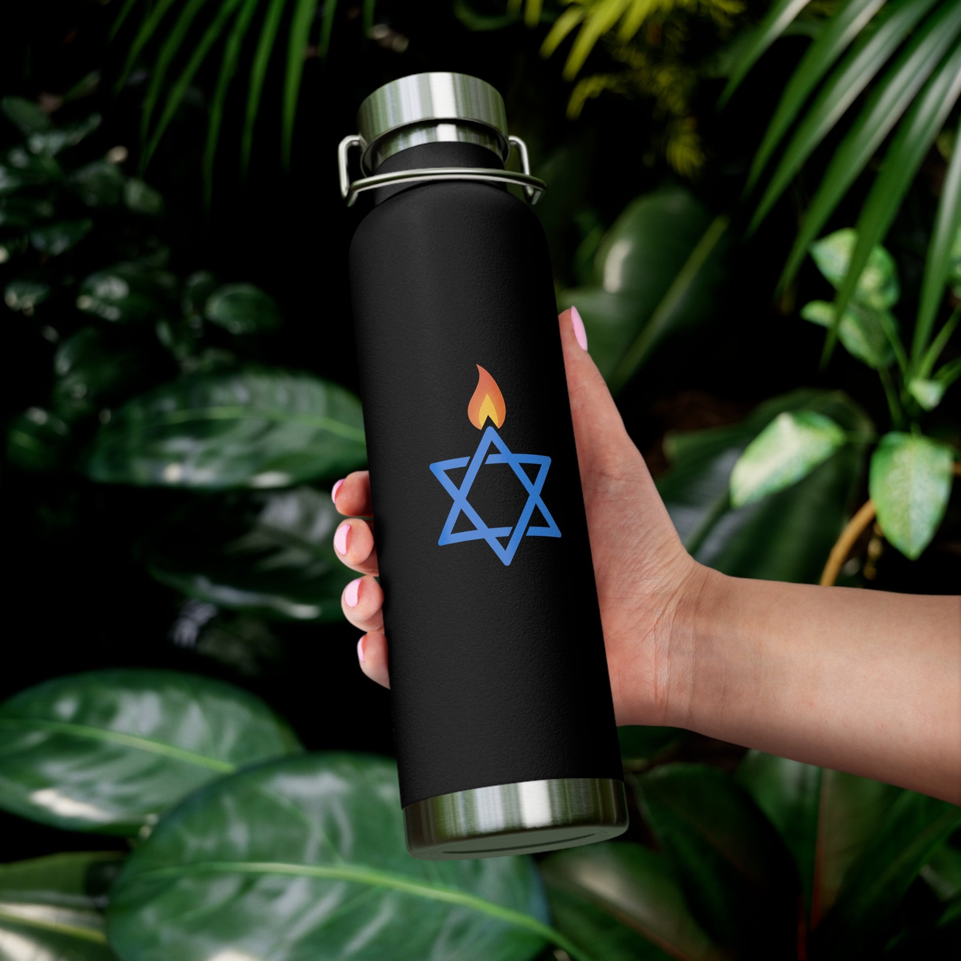 Fire Stars Of David Copper Vacuum Insulated Bottle, 22oz - American Zionist