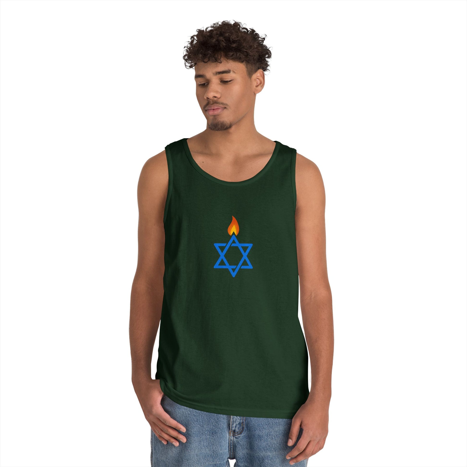 Fire Stars Of David Unisex Heavy Cotton Tank Top - American Zionist