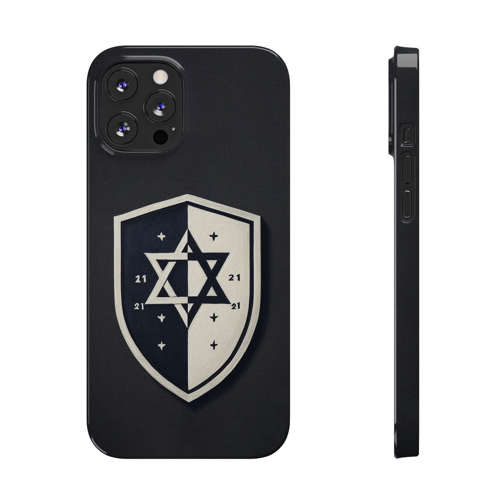Black and White Shield Slim Phone Cases - American Zionist