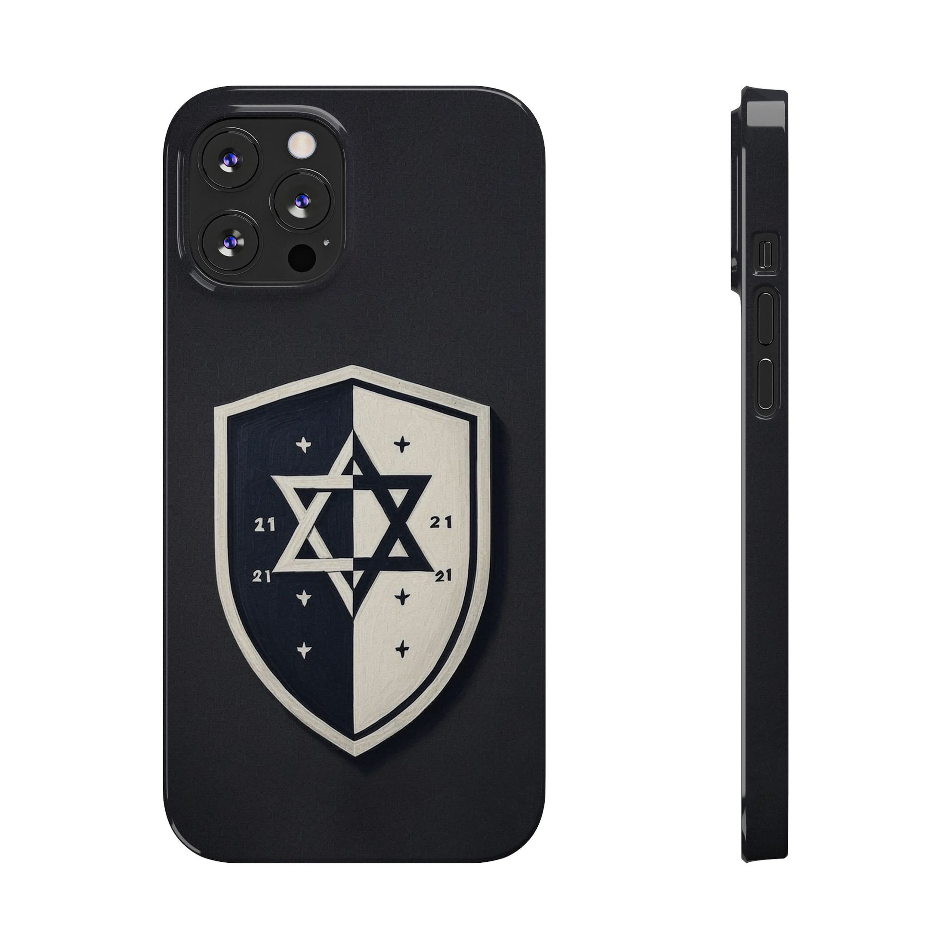 Black and White Shield Slim Phone Cases - American Zionist