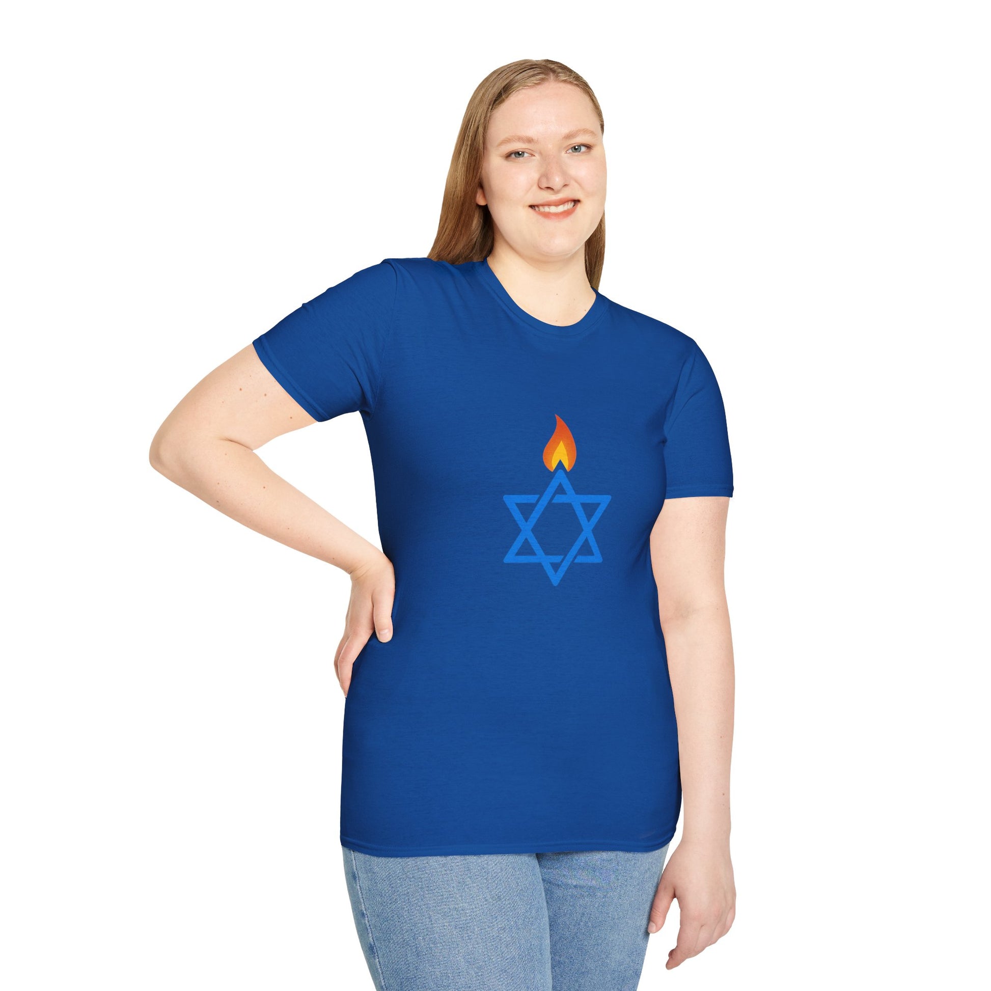 Fire Stars Of David Unisex Softstyle T-Shirt - American Zionist