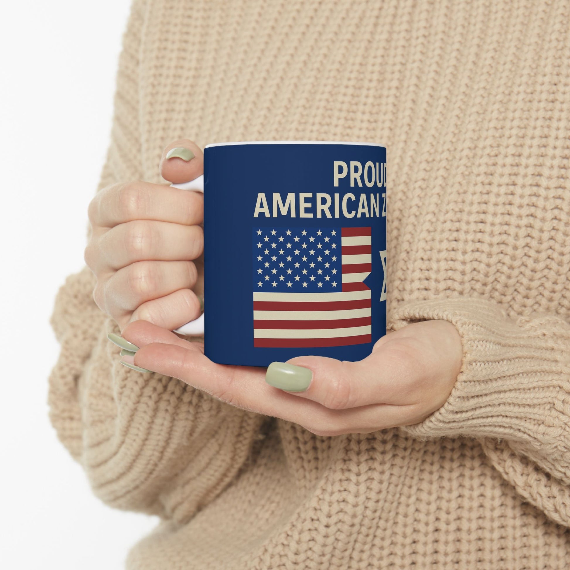 Blue Proud American Zionist Ceramic Mug, (11oz, 15oz) - American Zionist