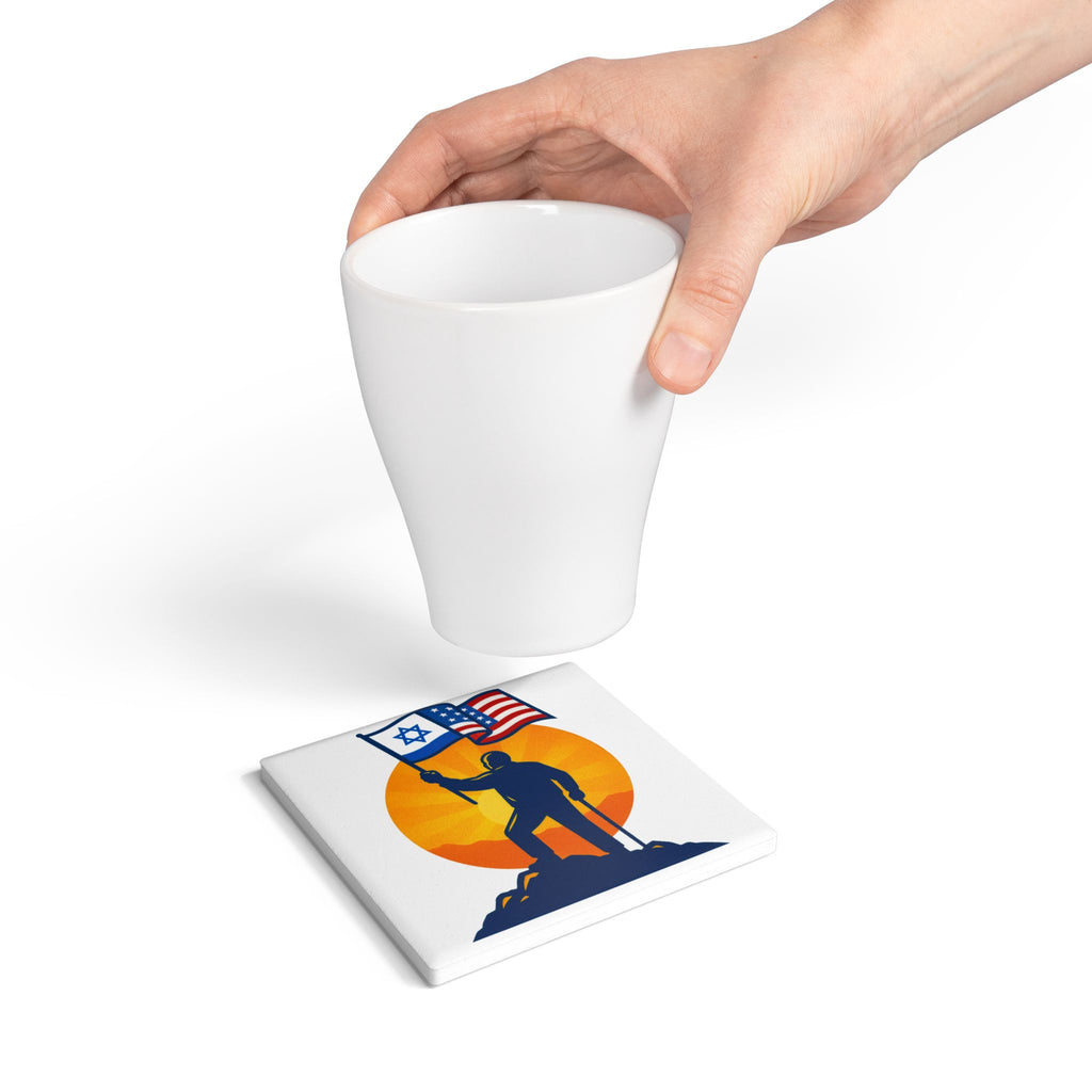 Grandpa Stands for Freedom Ceramic Coaster - American Zionist