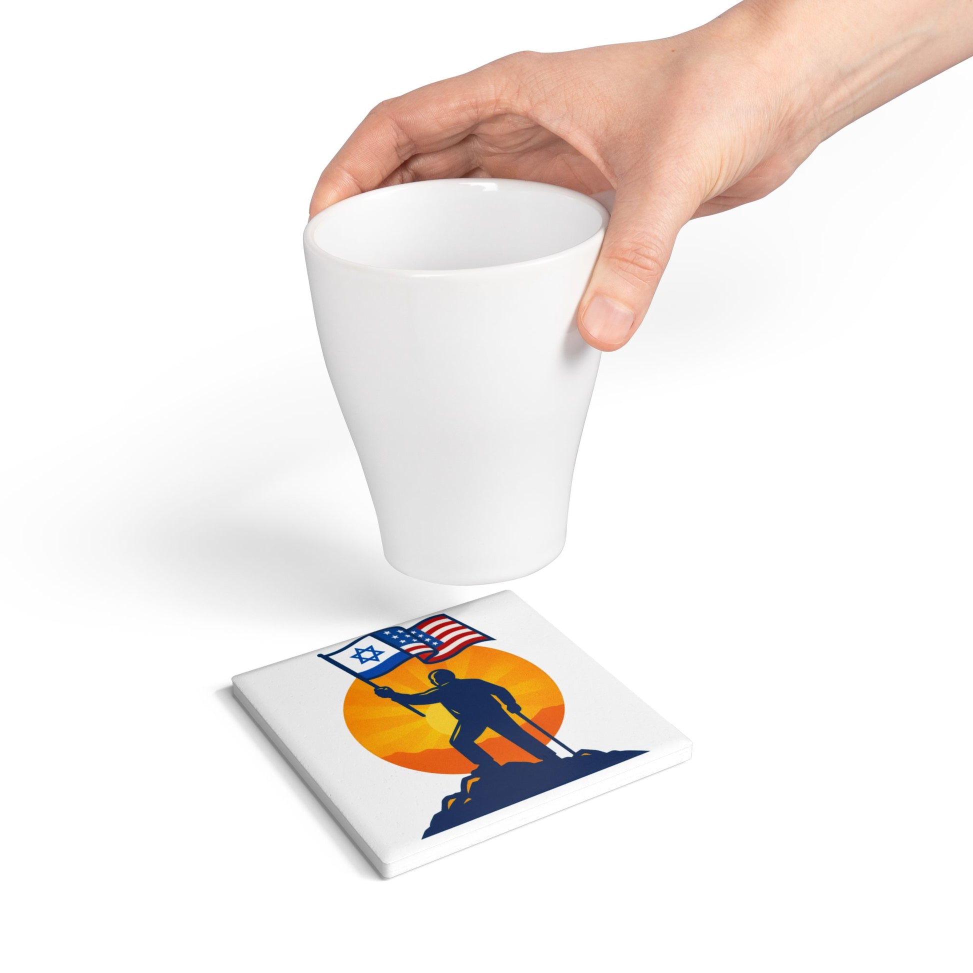 Grandpa Stands for Freedom Ceramic Coaster - American Zionist