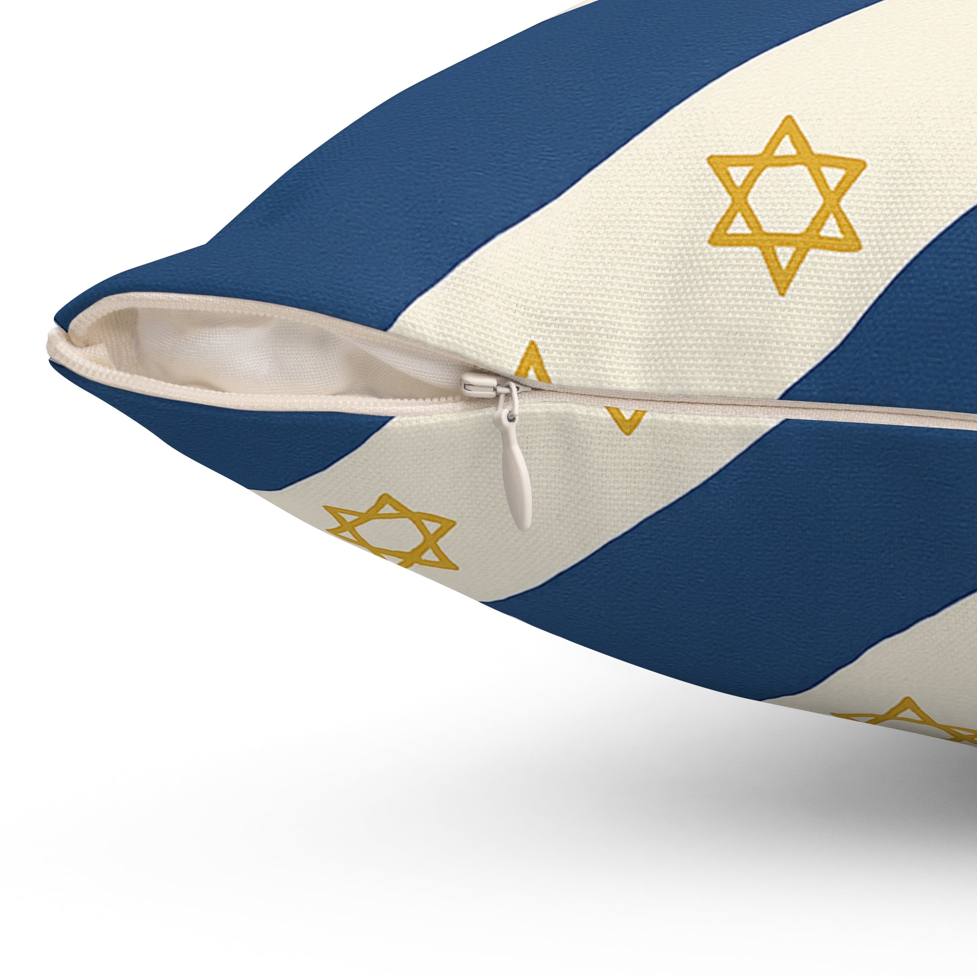 Israel Regalia Stripe Spun Polyester Square Pillow - American Zionist