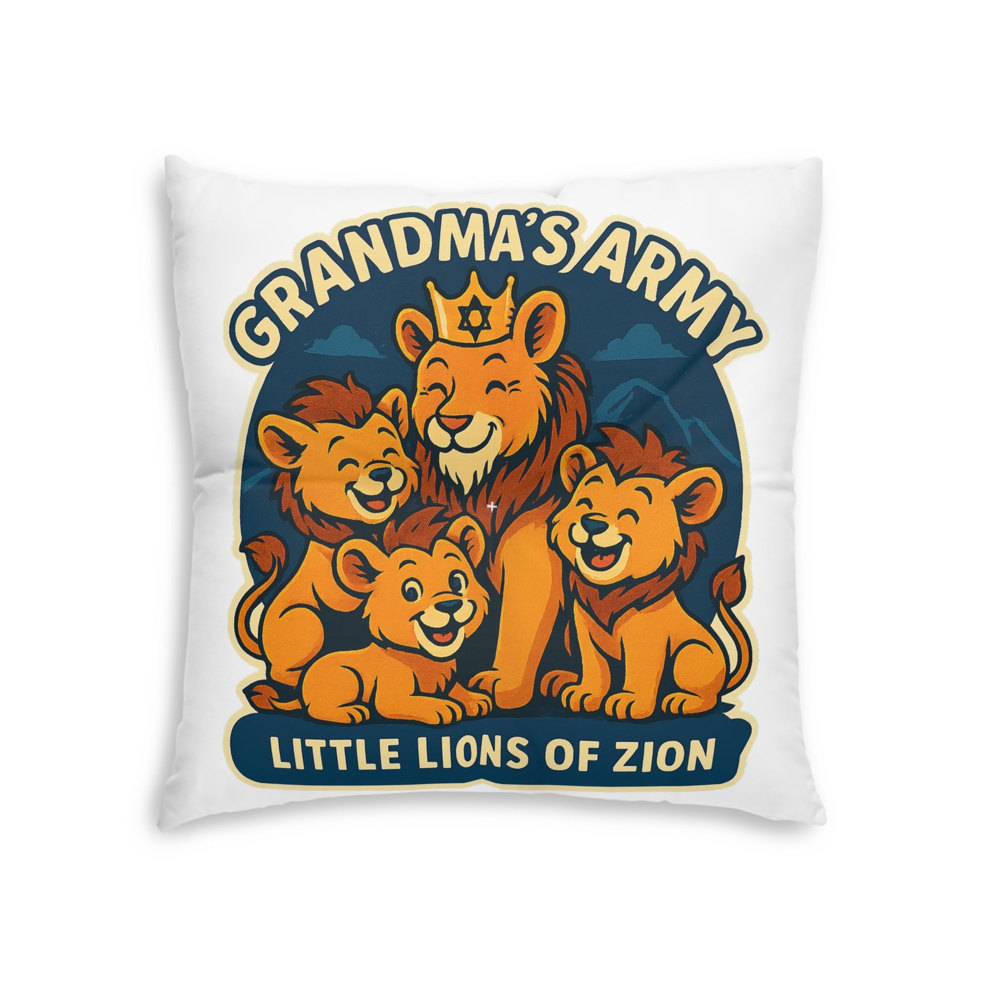 Grandma's Little Lions Tufted Floor Pillow, Square - American Zionist
