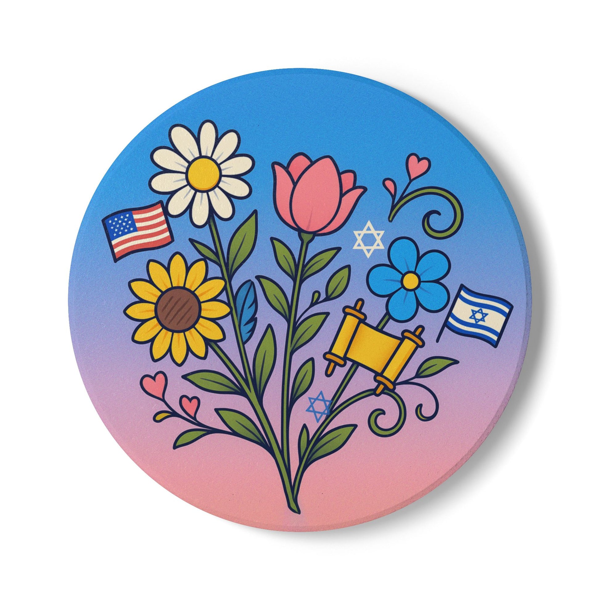 Flourish With Freedom Ceramic Coaster - American Zionist