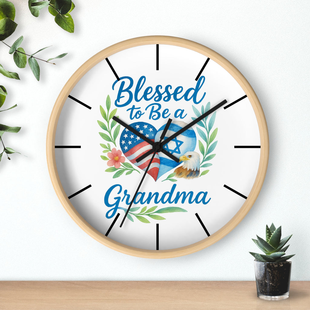 Blessed To Be A Grandma Wall Clock - American Zionist