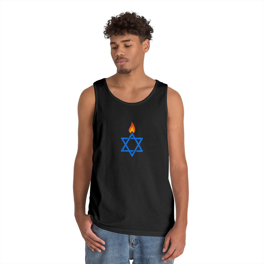 Fire Stars Of David Unisex Heavy Cotton Tank Top - American Zionist