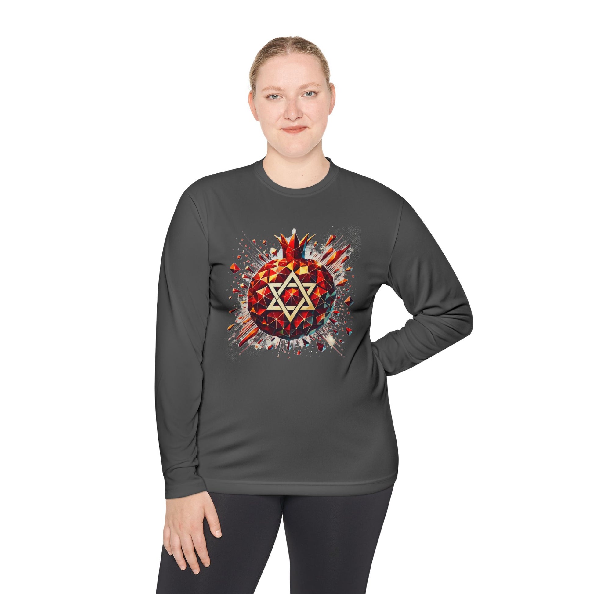Pomegranate Star of David Unisex Lightweight Long Sleeve Tee - American Zionist