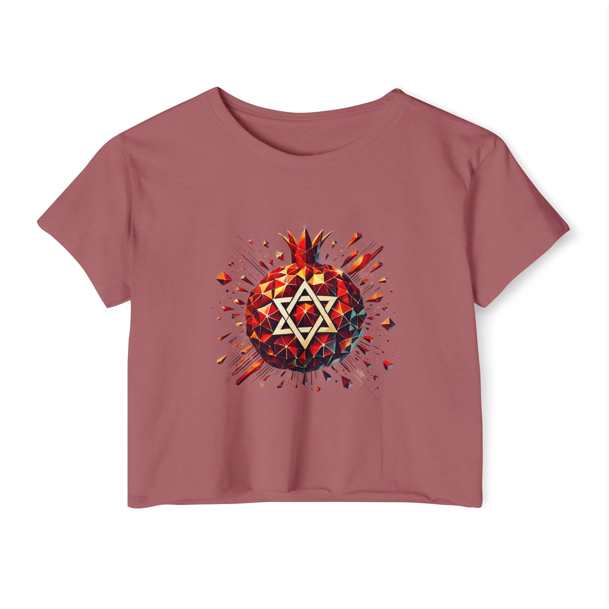 Pomegranate Star of David Women's Festival Crop Top - American Zionist