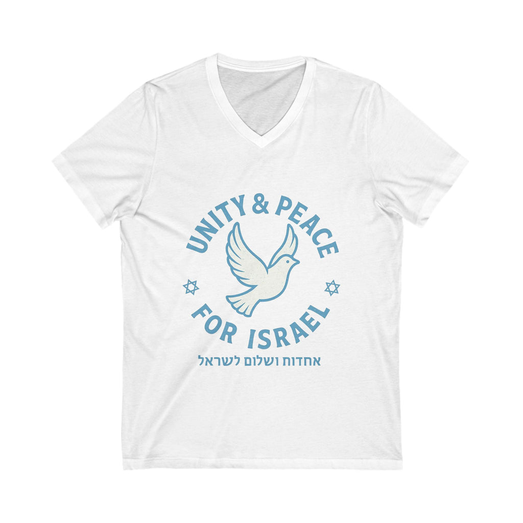 Unity Peace For Israel Unisex Jersey Short Sleeve V - Neck Tee - American Zionist
