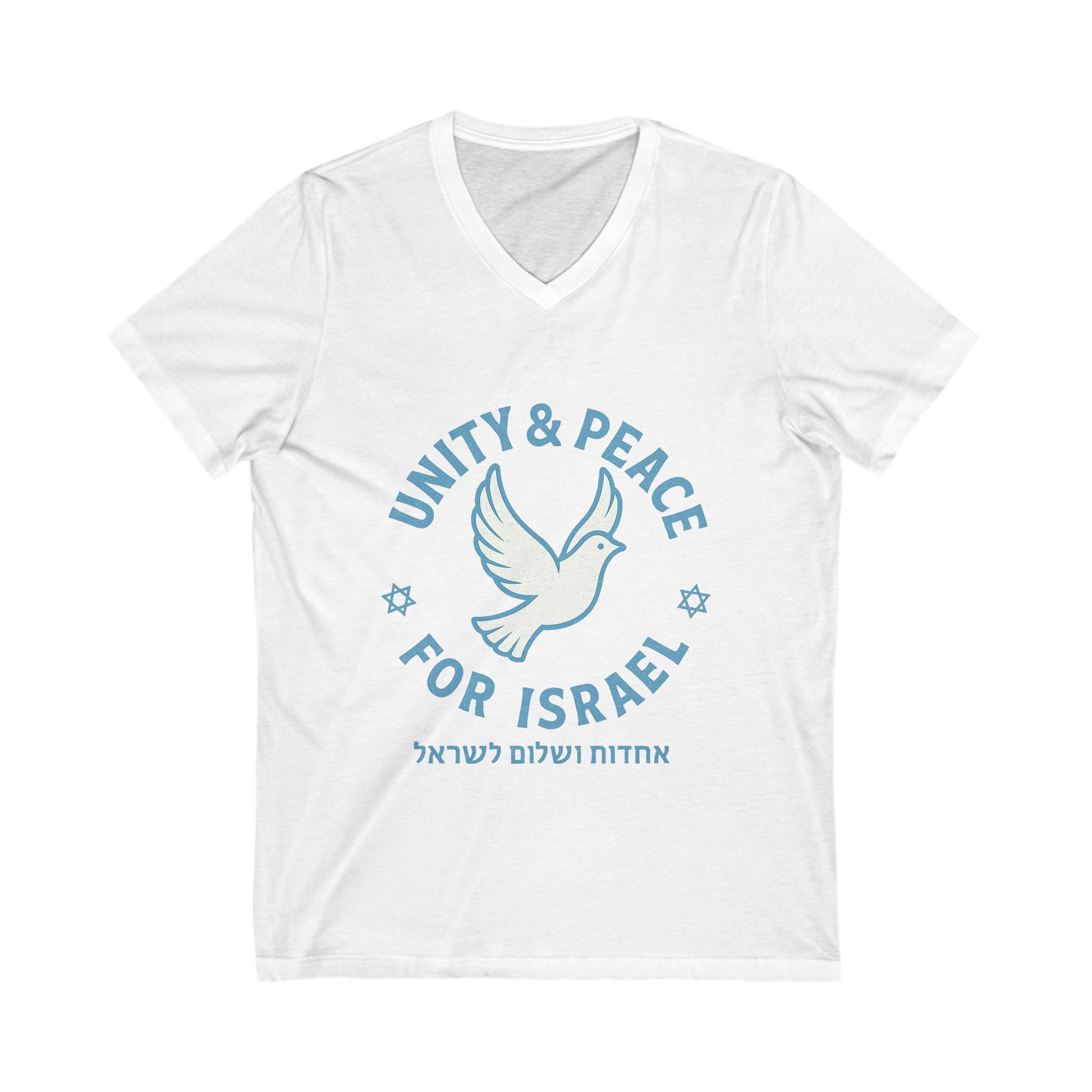 Unity Peace For Israel Unisex Jersey Short Sleeve V - Neck Tee - American Zionist