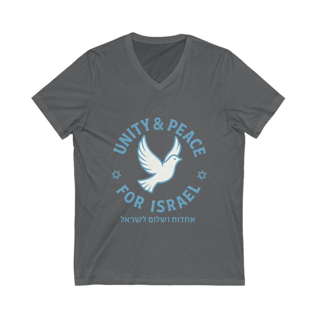 Unity Peace For Israel Unisex Jersey Short Sleeve V - Neck Tee - American Zionist