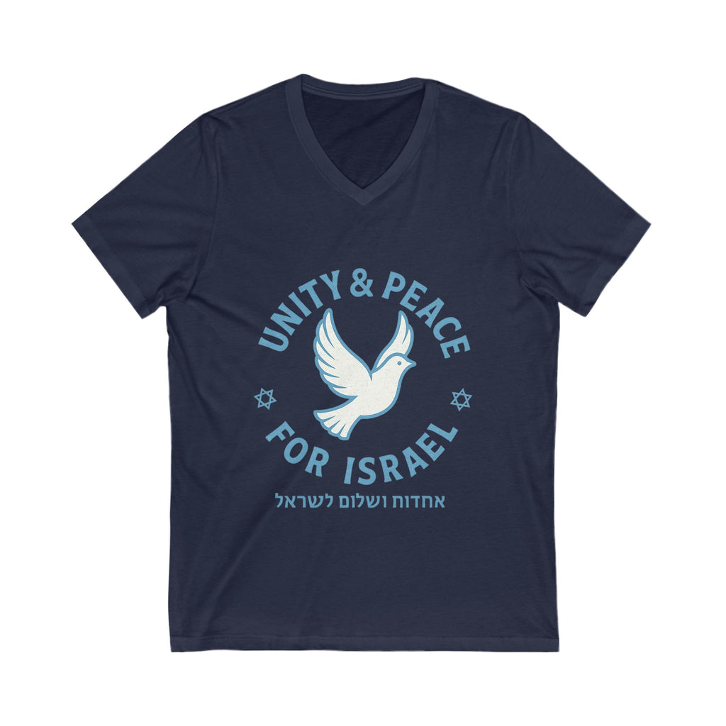 Unity Peace For Israel Unisex Jersey Short Sleeve V - Neck Tee - American Zionist