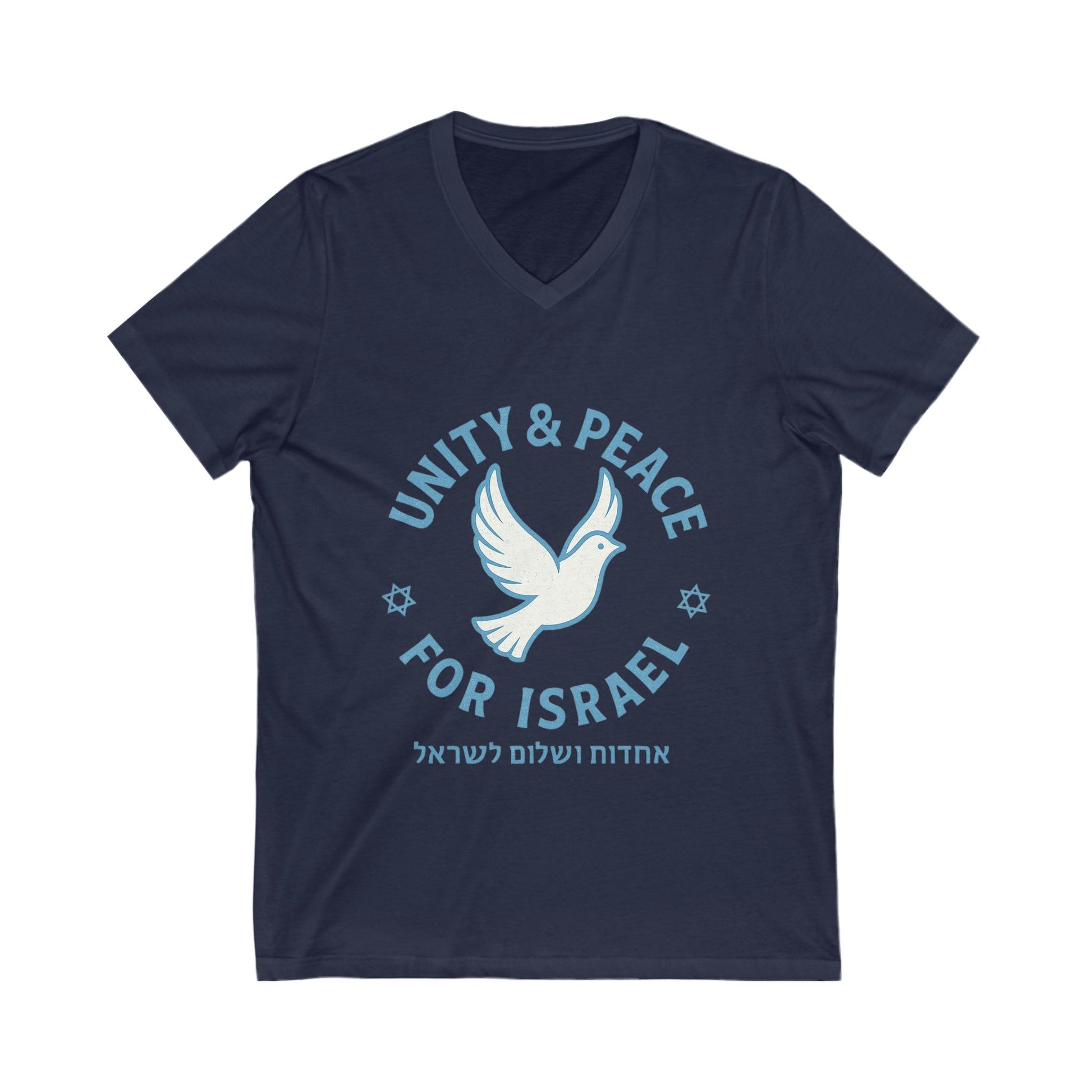 Unity Peace For Israel Unisex Jersey Short Sleeve V - Neck Tee - American Zionist