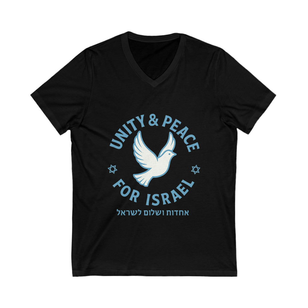 Unity Peace For Israel Unisex Jersey Short Sleeve V - Neck Tee - American Zionist