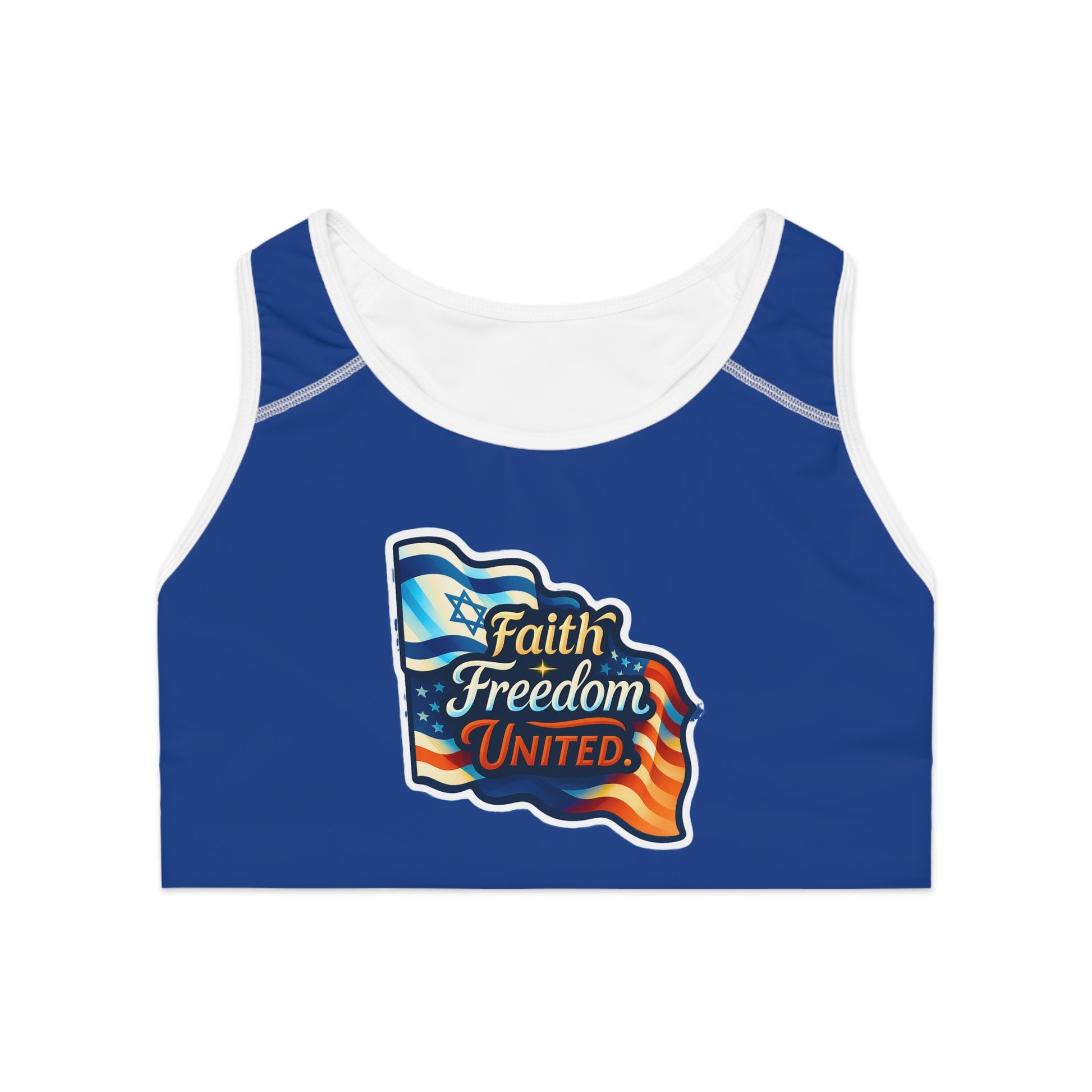 Faith freedom United Sports Bra (AOP) - American Zionist