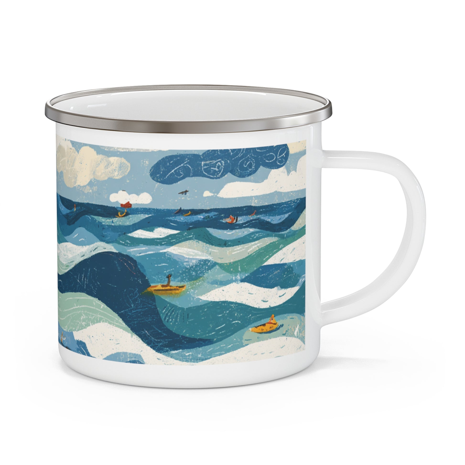 Tel Aviv Beach Enamel Camping Mug - American Zionist