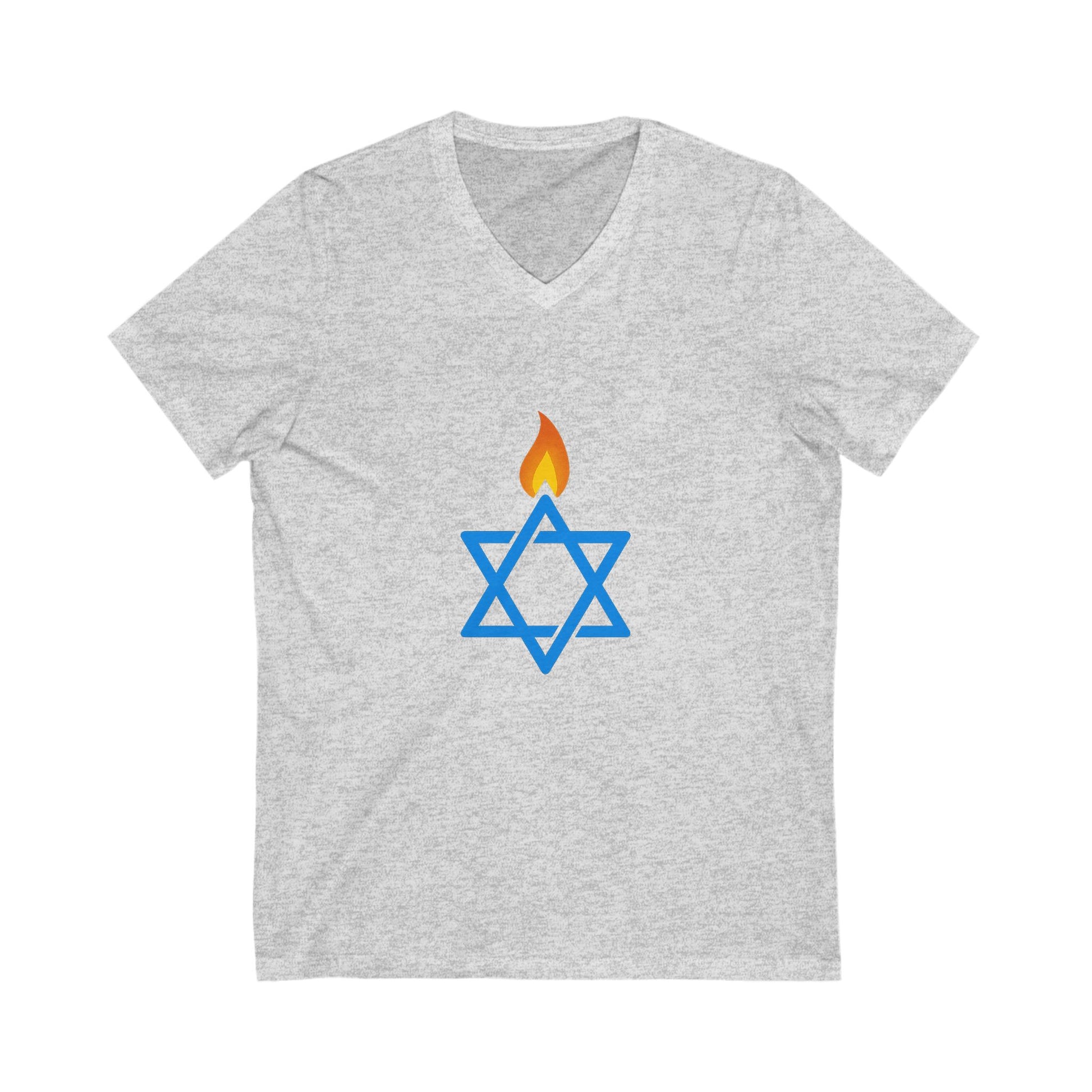 Fire Stars Of David Unisex Jersey Short Sleeve V - Neck Tee - American Zionist