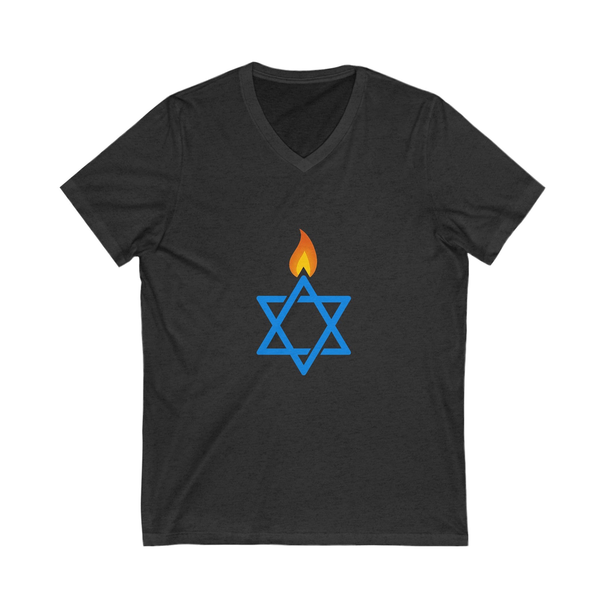 Fire Stars Of David Unisex Jersey Short Sleeve V - Neck Tee - American Zionist