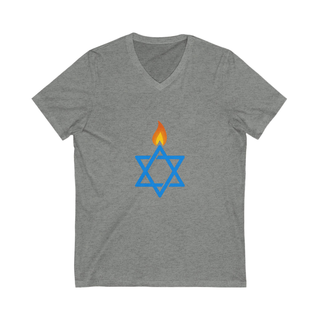 Fire Stars Of David Unisex Jersey Short Sleeve V - Neck Tee - American Zionist